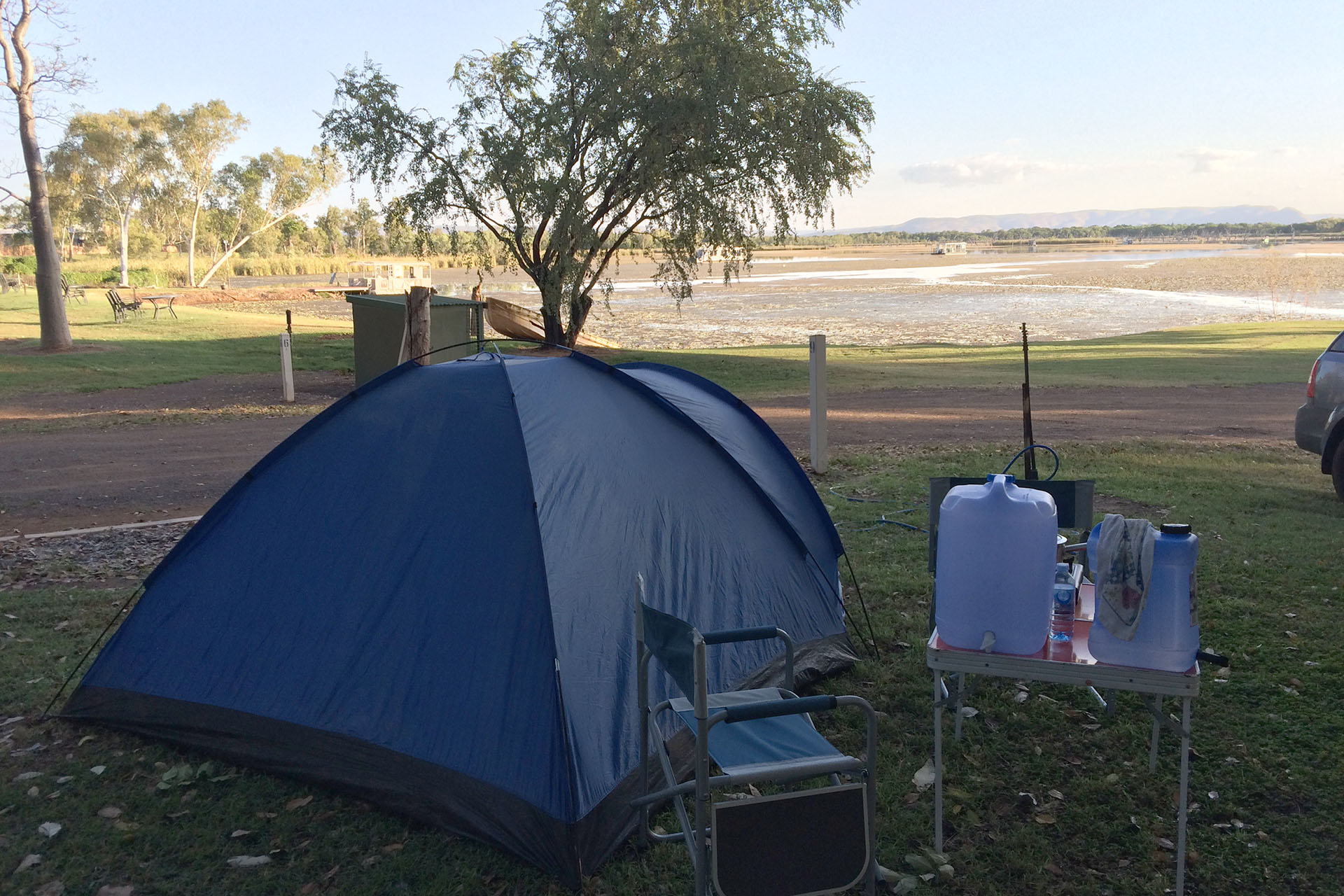 Today's camp on the bank of the Ord River.