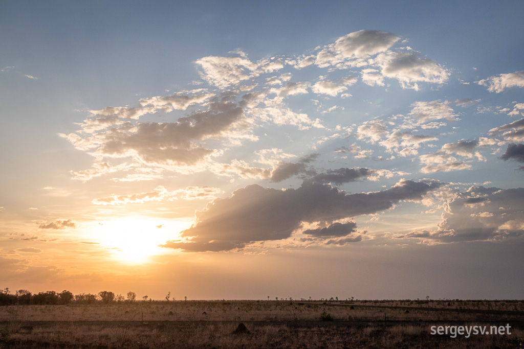 Sun sets over Elliott, NT.