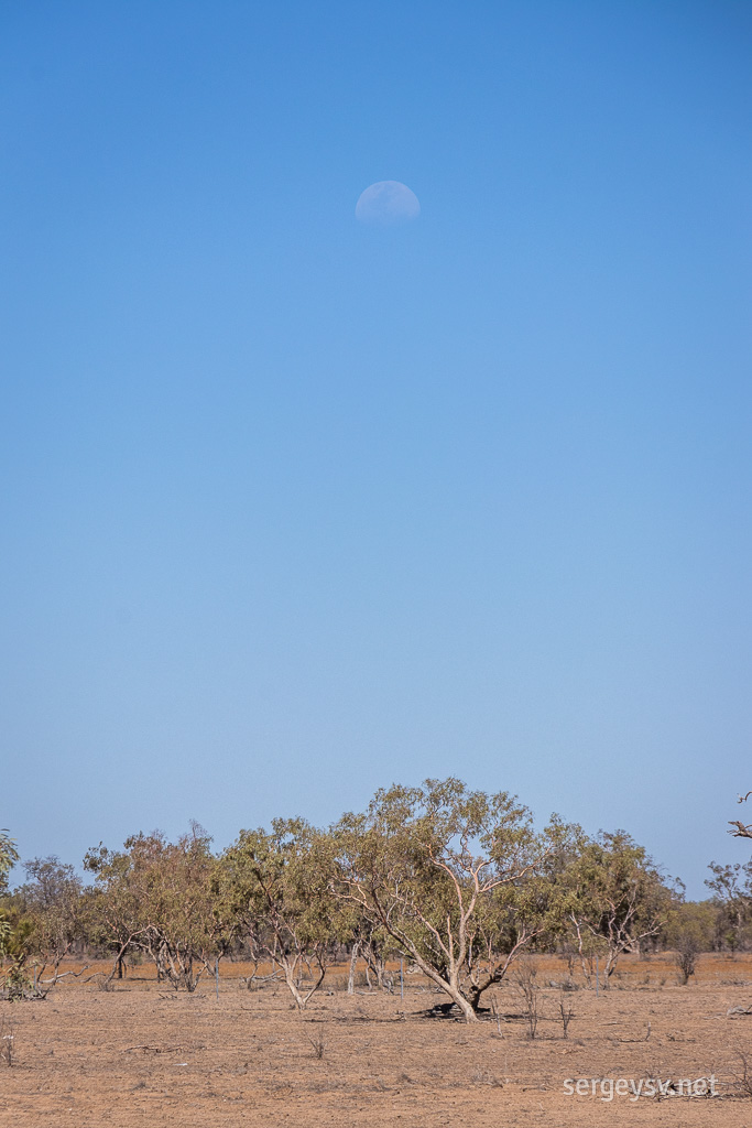 Moon rises over the outback Queensland.