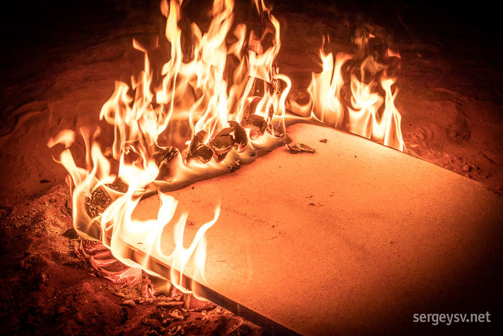 Getting rid of a board that someone's left behind.