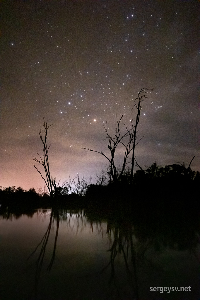 A slightly cloudy night is not too bad either.