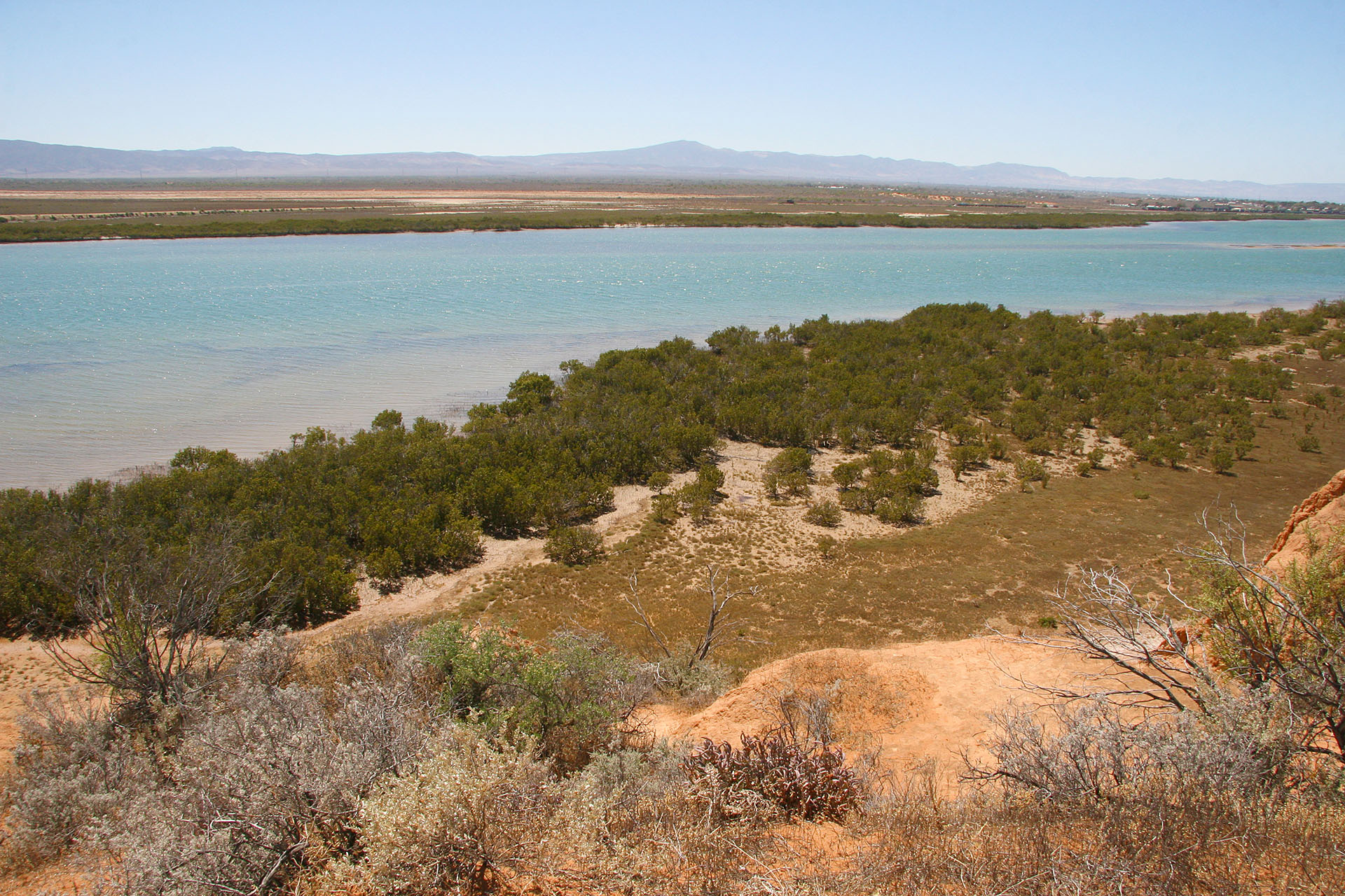 The water is very blue, very shallow, and very salty.