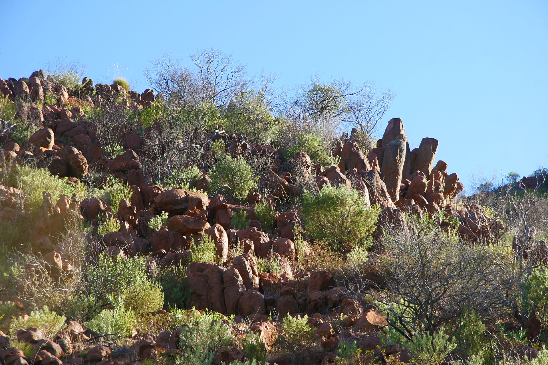 Subjected to elements, volcanic pipes slowly but surely crumble apart.