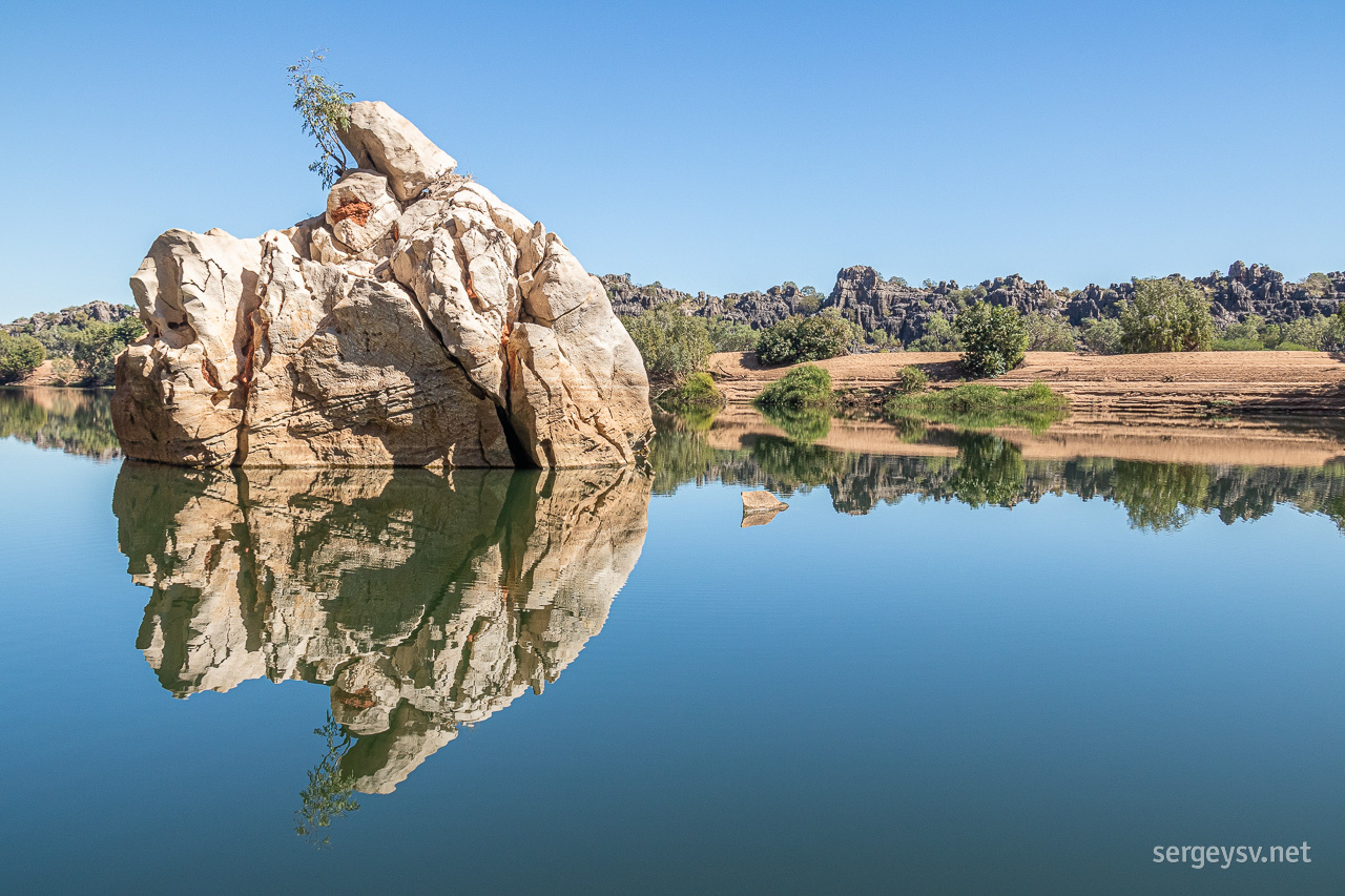 A beautiful rock in the middle of the river on our way back.