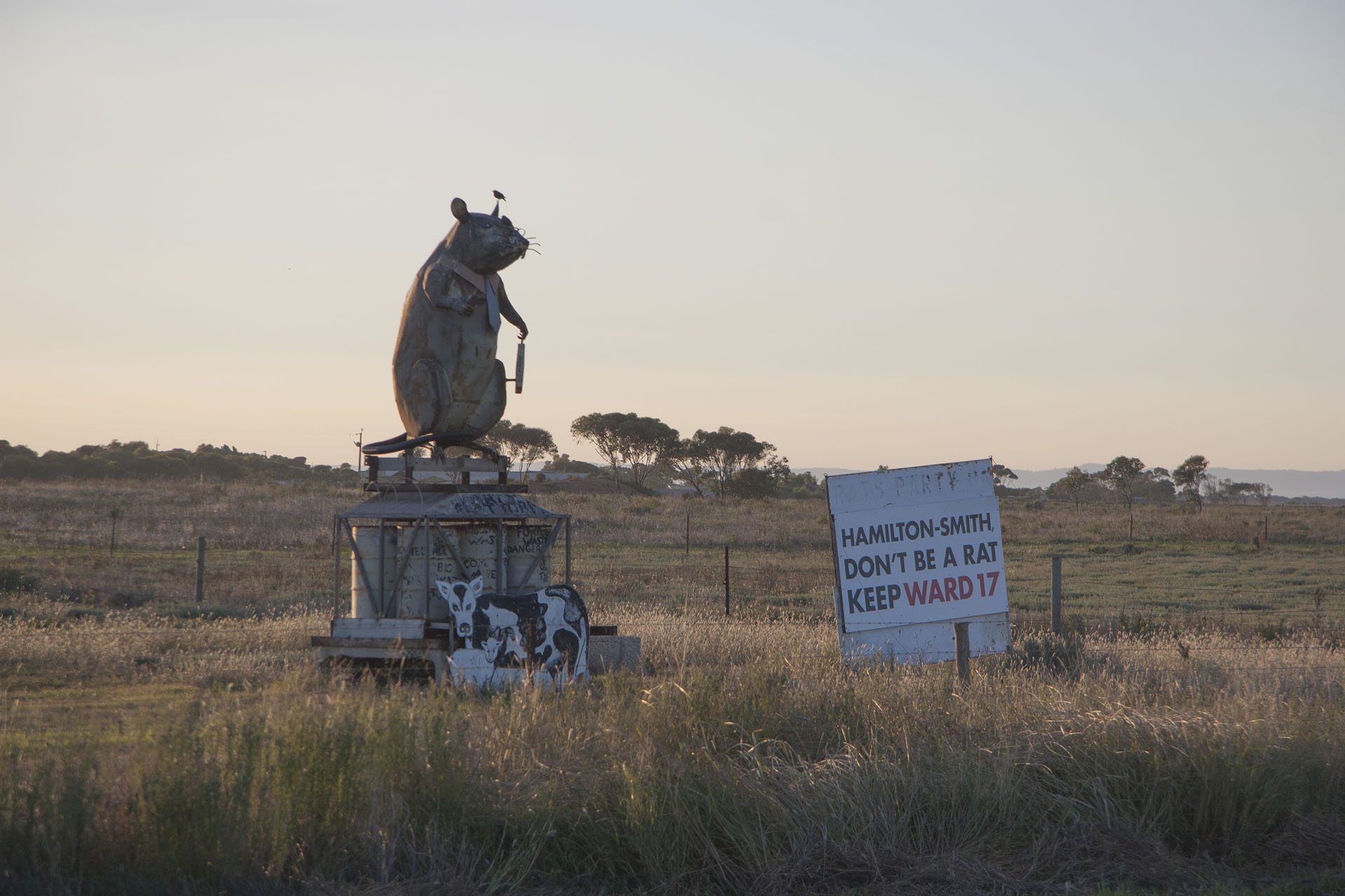 Because Hamilton-Smith cares so much about the roadside slogans.