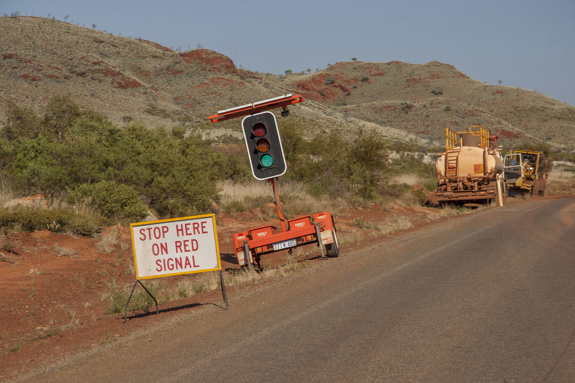 A mobile traffic light.