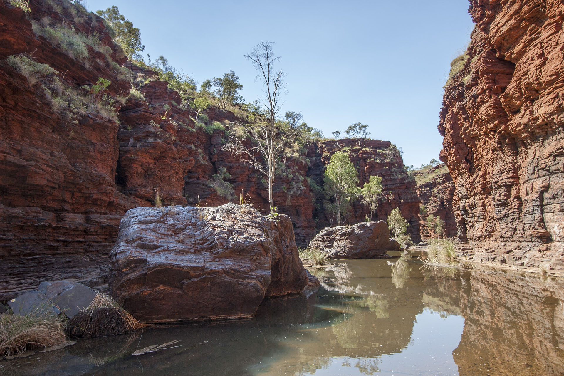 The creek and the rocks.