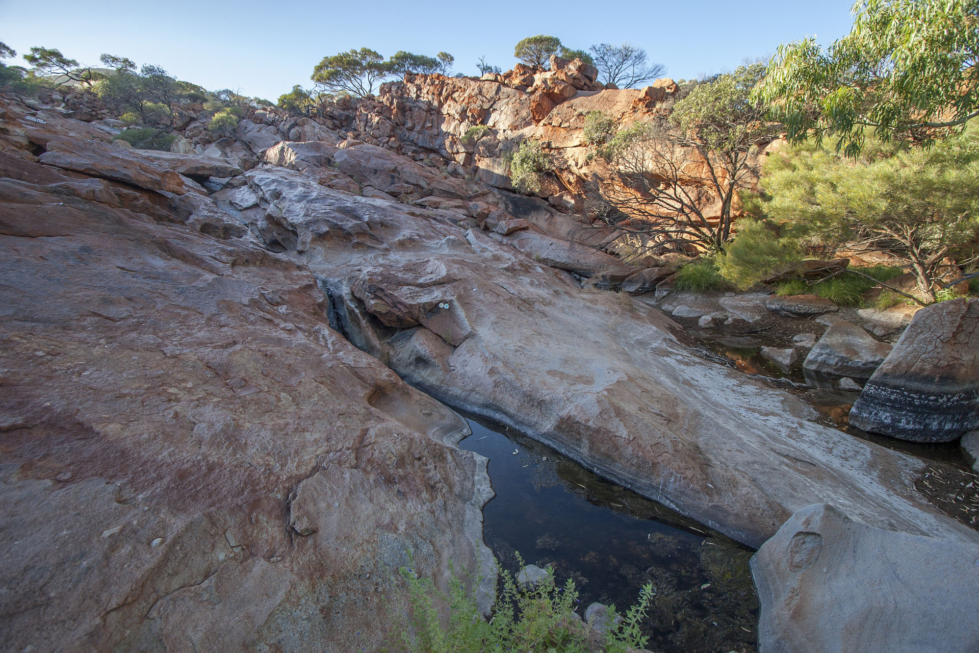 Rocks and puddles.