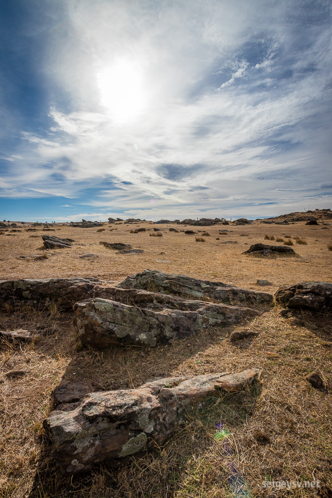 Scenic rocks on a pasture.