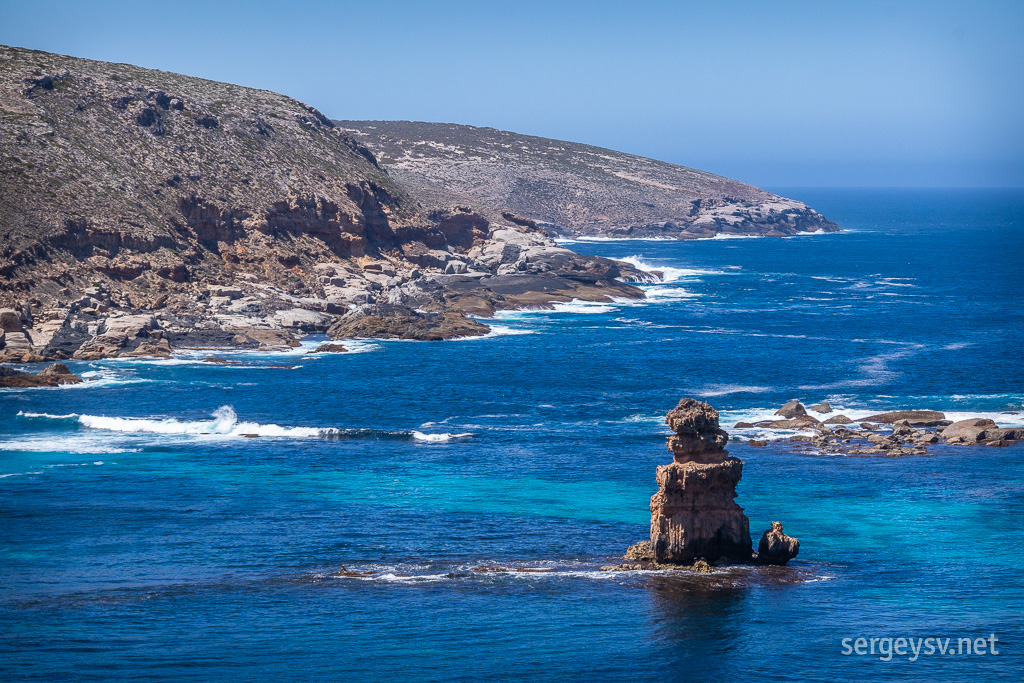 The sea is quite rough on these rocks.